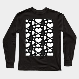 White, black and grey hearts pattern Long Sleeve T-Shirt